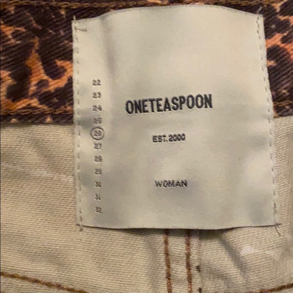 One Teaspoon Leopard Print Denim Shorts in Brown and Tan - Picture 6 of 6